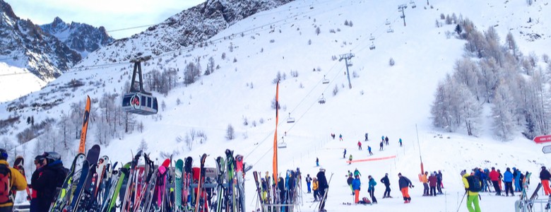 people on ski slope in Chamonix