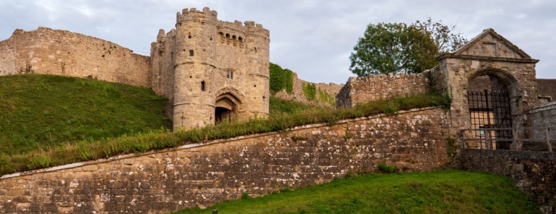 The exterior of Carisbrooke Castle.