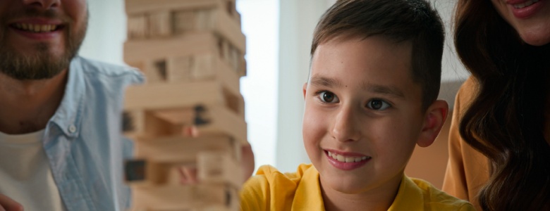 A family playing a game together.