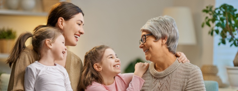 A grandmother talking to her family.