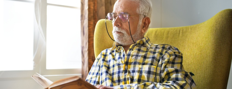 A man reading a book.