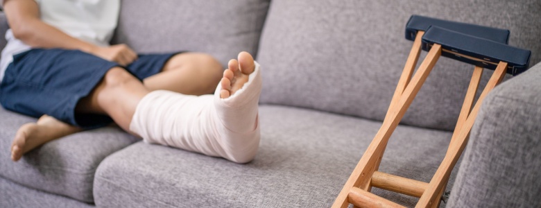 A person with a cast on their leg.