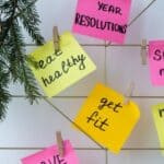 Set of goals on a vision board.