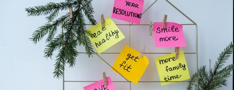 Set of goals on a vision board.