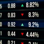 A screen showing stock market movements.