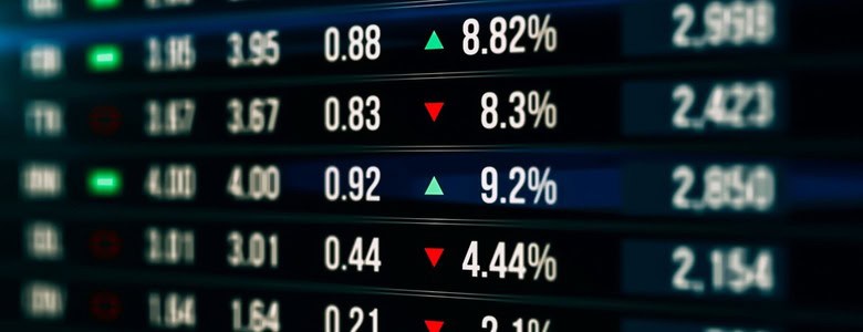 A screen showing stock market movements.