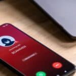 A phone receiving a scam call.