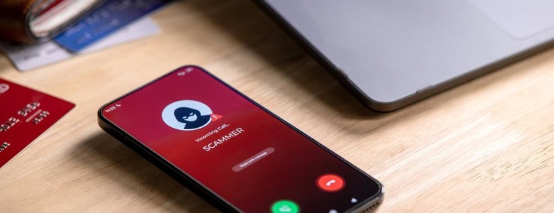 A phone receiving a scam call.